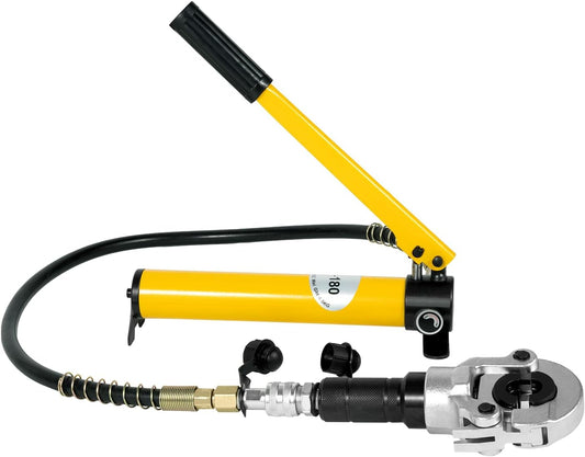 6T Hydraulic Crimping Pliers V Contour 12-28mm, TH Contour 16-32mm 360°Swivel Hydraulic Crimping Pliers Hand Press Set Hydraulic Press Tool for Aluminum Tubes Copper Tube - QUORE