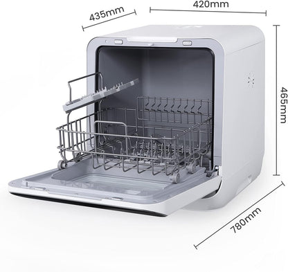 COMFEE' Mfd42S110W-It Freestanding Dishwasher with 3 Blankets, 7 Programs, Touch Control, LED Display, Delay Start and Wash Function Off Season, White