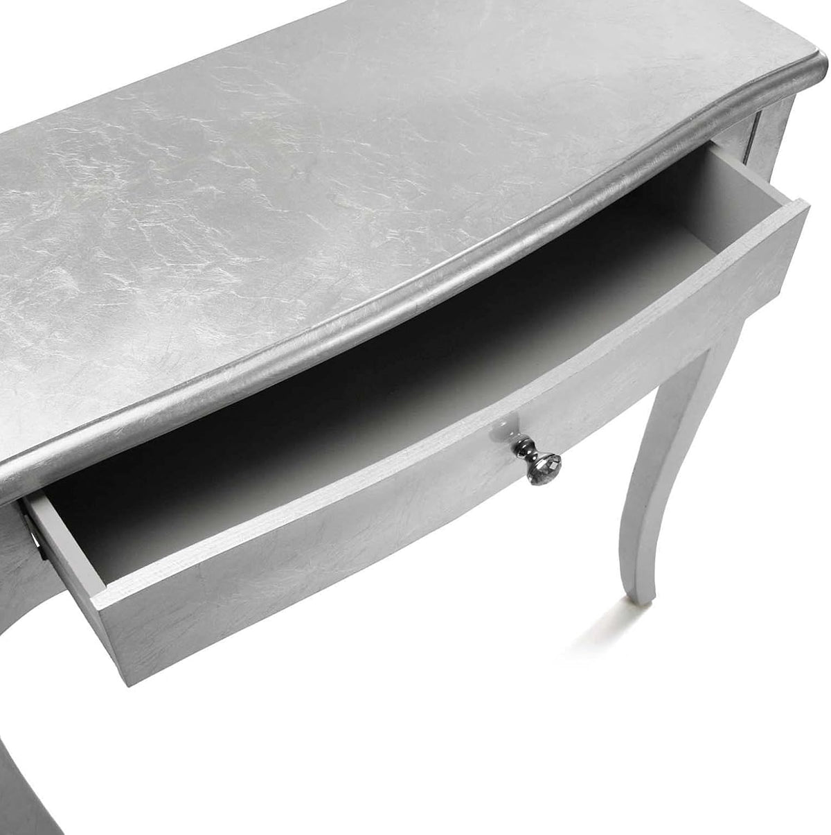 Versa Cagliari Smalle hal of vestibule Entree hal meubilair, Console Tafel, met 1 lade, Afmetingen (H x B x H) 80 x 30 x 80 cm, Hout, Kleur Zilver