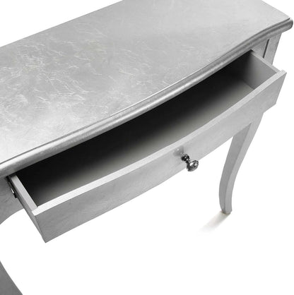 Versa Cagliari Smalle hal of vestibule Entree hal meubilair, Console Tafel, met 1 lade, Afmetingen (H x B x H) 80 x 30 x 80 cm, Hout, Kleur Zilver