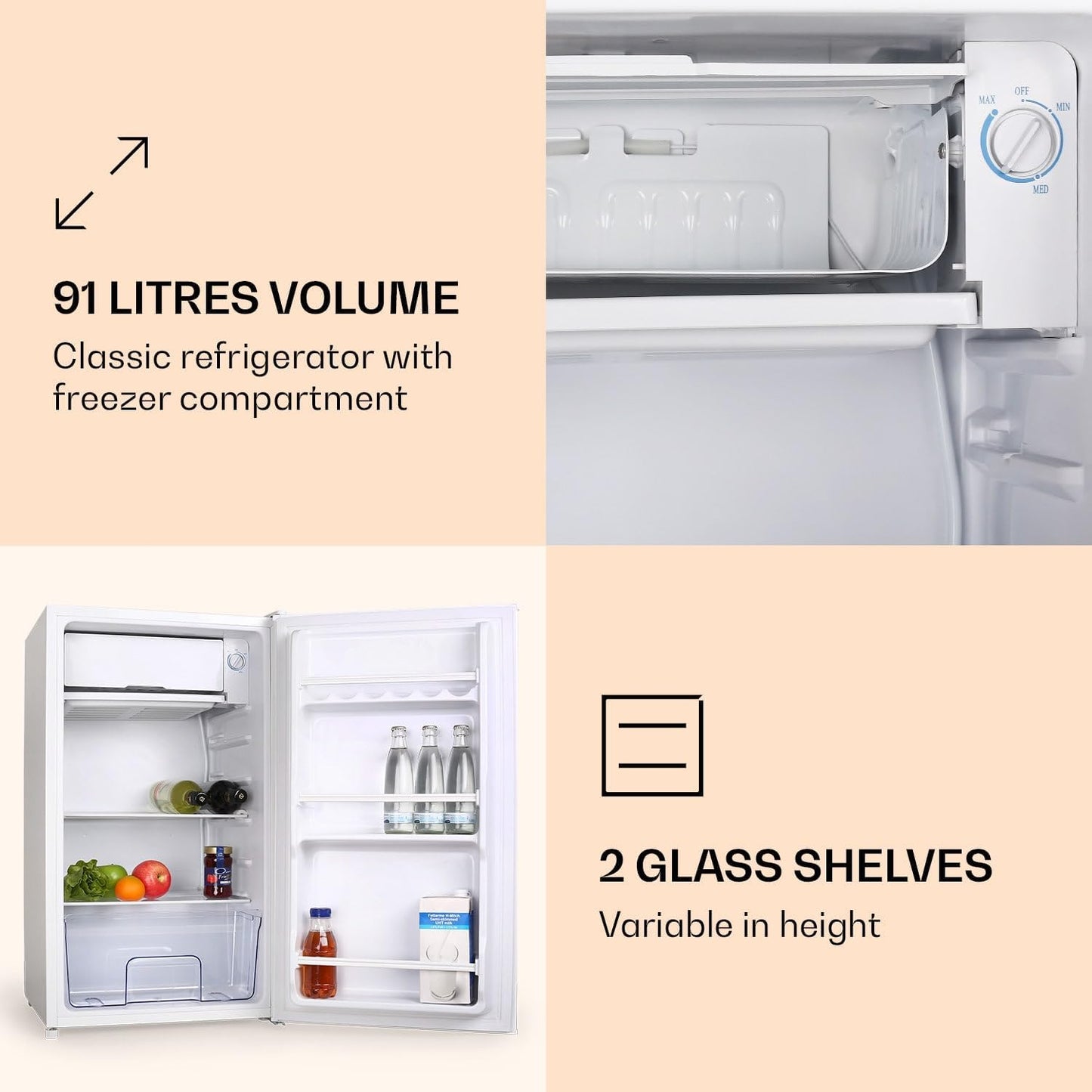 Klarstein Mini-vriezer, klein en stil, vrijstaande vriezer, 69 liter, kleine vriezer, diepvriezer met ijsblokjesvorm en ijskrabber, efficiënte vriezer, compacte vriezer