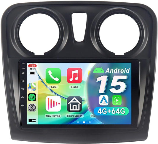 Android 13 autoradio 9 inch voor Renault Dacia Sandero 2 B52 2012-2019 stereo multimedia met GPS-navigator Bluetooth, draadloos, Carplay 2 + 32 GB (autoradio voor Renault Dacia SANDERO II)
