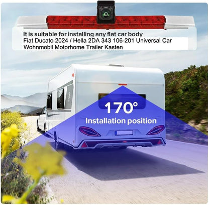 Auto derde dak top mount remlicht camera HD waterdicht nachtzicht parkeercamera remlicht achteruitrijcamera, voor Fiat Ducato uit 2024/Hella 2DA 343 106-201 universele auto (met 7 inch