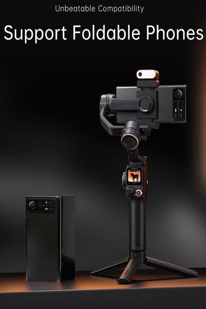 hohem iSteady M7 AI Tracking Gimbal Stabilisator voor Smartphone, 3-assige Telefoon Gimbal met Vullicht en 1.4" OLED Afneembare Touchscreen Afstandsbediening, Ingebouwde Verlengstang voor Vlogging