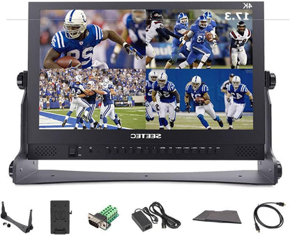 Seetec P173-9HSD Camera Monitor Pro Broadcast 17.3" 4K Ultra HD 1920×1080 Field Video LCD IPS Screen 600:1 High Contrast with 3G-SDI HDMI AV YPbPr DVI - QUORE