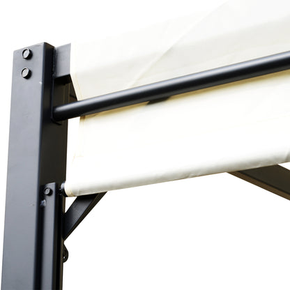 Pergola – Prieel – Tuinkapschuur – Tuinoverkapping – Uitschuifbare Pergola – Crème Kleurig Doek – 3x3 Meter – Metaal Met Epoxy Coating