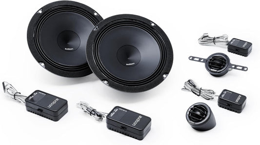 Audison AK 6.5 C2 Component Car Speaker System, 165 mm woofer, 26 mm Tetolon Fiber tweeter met aparte crossover, 2 Ohm impedantie, 65 Watt RMS vermogen