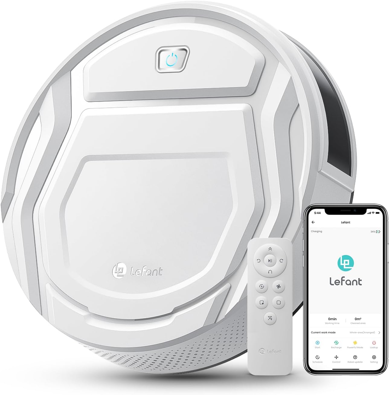 Robotstofzuiger – Robotstofzuiger met afstandsbediening – WiFi Stofzuiger – Slimme Stofzuiger – Automatische Stofzuiger – Krachtige Zuigkracht 2200 Pa – Compact 7,85 cm Hoog – Wit