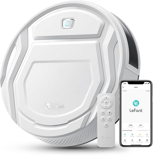 Robotstofzuiger – Robotstofzuiger met afstandsbediening – WiFi Stofzuiger – Slimme Stofzuiger – Automatische Stofzuiger – Krachtige Zuigkracht 2200 Pa – Compact 7,85 cm Hoog – Wit