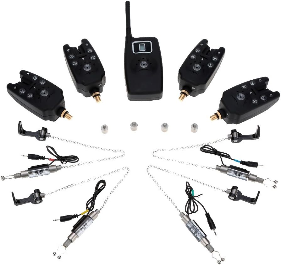 Lixada Digitale draadloze toetsmelderset met draagtas, visalarm met led-indicatoren en geluidssignaal, 4 toetsmelders + 1 ontvanger + 4 swings.