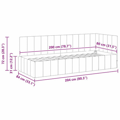 Bedframe – Bed – Eenpersoonsbed – Slaapbank – Kinderbed – Blauw Velvet Hoofdbord – Stevig Plaatmateriaal – Lattenbodem 80x200 cm