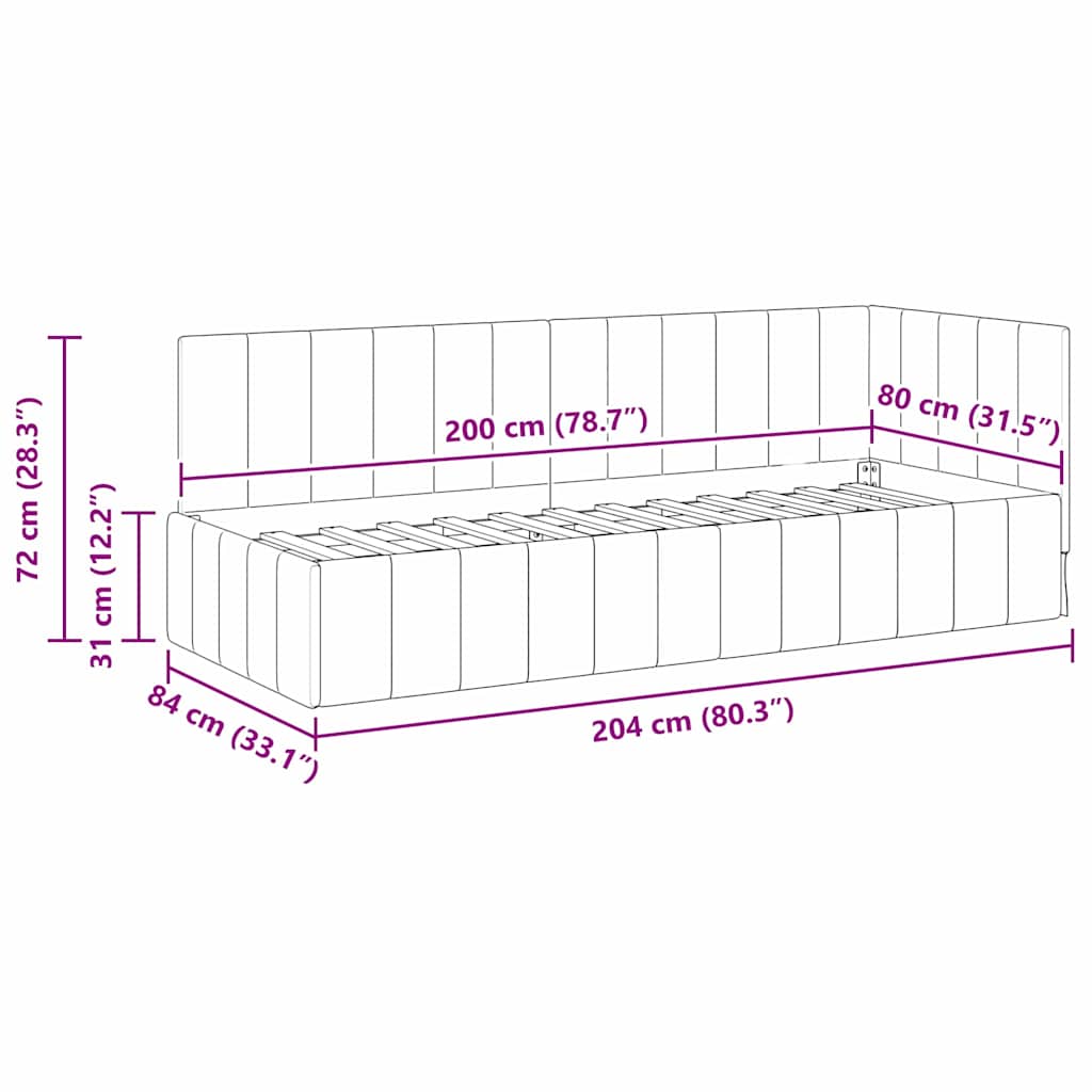 Bedombouw – Bedframe – Bedframe Eenpersoons – Slaapkamermeubel – Ledikant – Lichtgrijs – 100 x 200 cm – Stevig Geperst Hout – Luxe Velvet Hoofdbord
