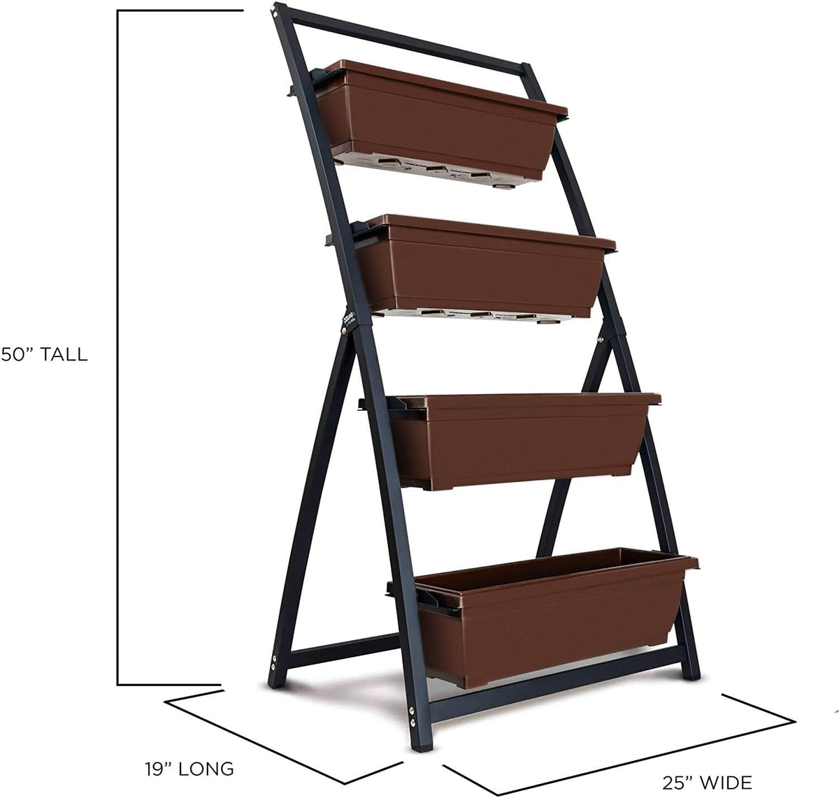 4 meter verhoogd tuinbed - verticale tuin vrijstaande verhoogde plantenbakken 4 containerdozen - goed voor terras, balkon, binnen en buiten - waterafvoer (1-pack/Fernie)