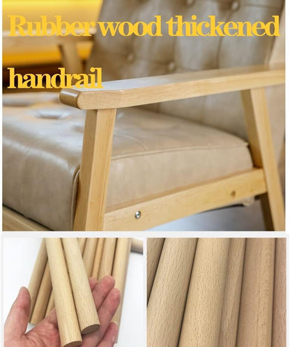 Fauteuil – Sessel – Stoel – Leunstoel – Lounge Chair – Massief Houten Frame – PU-Lederen Bekleding