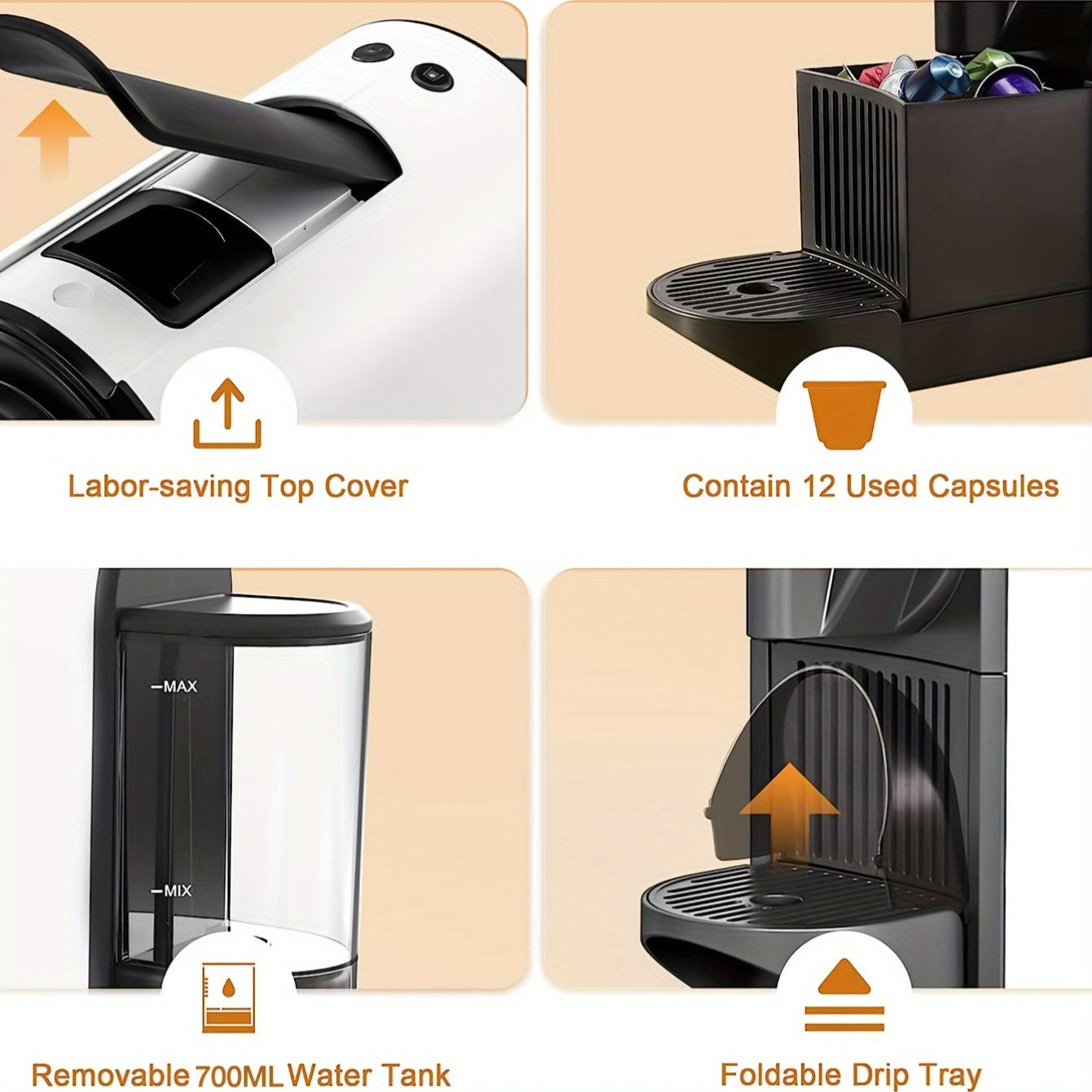 4-in-1 Koffiecapsule Machine – Koffiemachine – Espressoapparaat – Capsulezetapparaat – Koffiezetter – Multifunctioneel – Warm en Koud – Snel Op Temperatuur – Wit – Aluminiumlegering