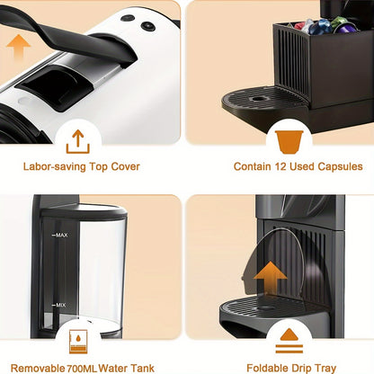 4-in-1 Koffiecapsule Machine – Koffiemachine – Espressoapparaat – Capsulezetapparaat – Koffiezetter – Multifunctioneel – Warm en Koud – Snel Op Temperatuur – Wit – Aluminiumlegering