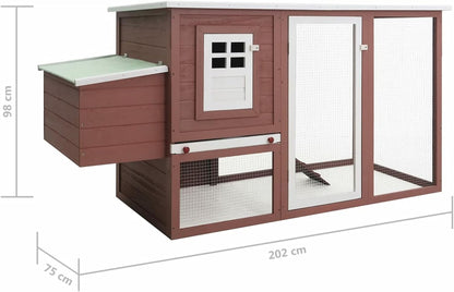 Outdoor Rabbit Hutch Large Wooden with Closed Door and Chicken Coop with 1 Egg Cage, Brown Wood, Waterproof