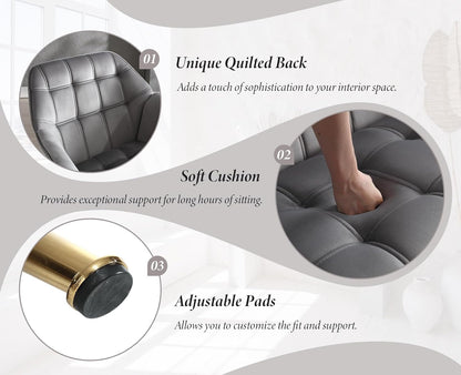 Fluwelen Tub Stoelen – Fauteuils – Fluwelen Stoelen – Relaxstoelen – Zithoeken – Grijs – Set Van 2 – Goudkleurige Metalen Pootjes – Hoog Zitcomfort