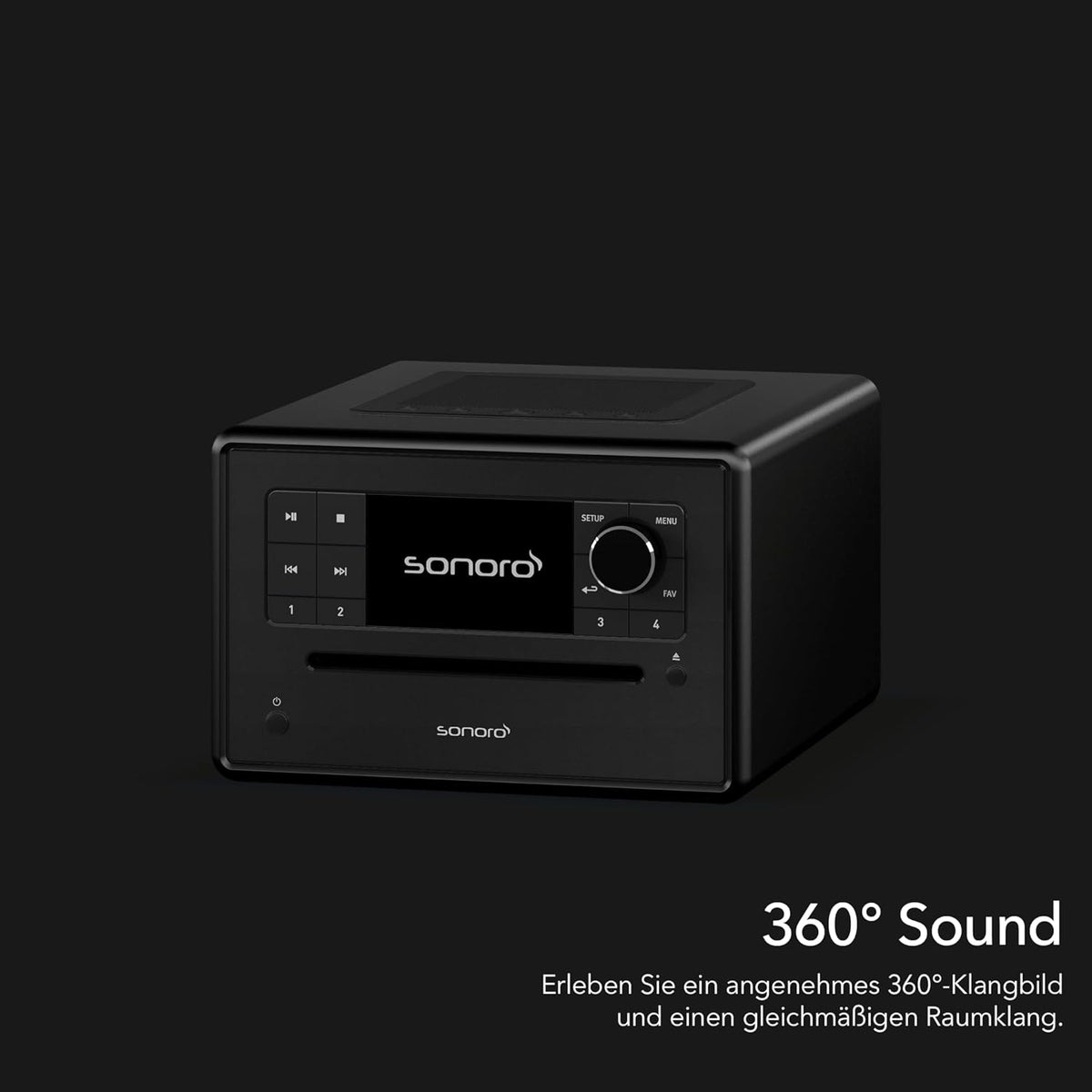 sonoro Elite internetradio met cd-speler (FM, DAB Plus, Podcasts, Spotify, Amazon Music, Deezer), mat zwart