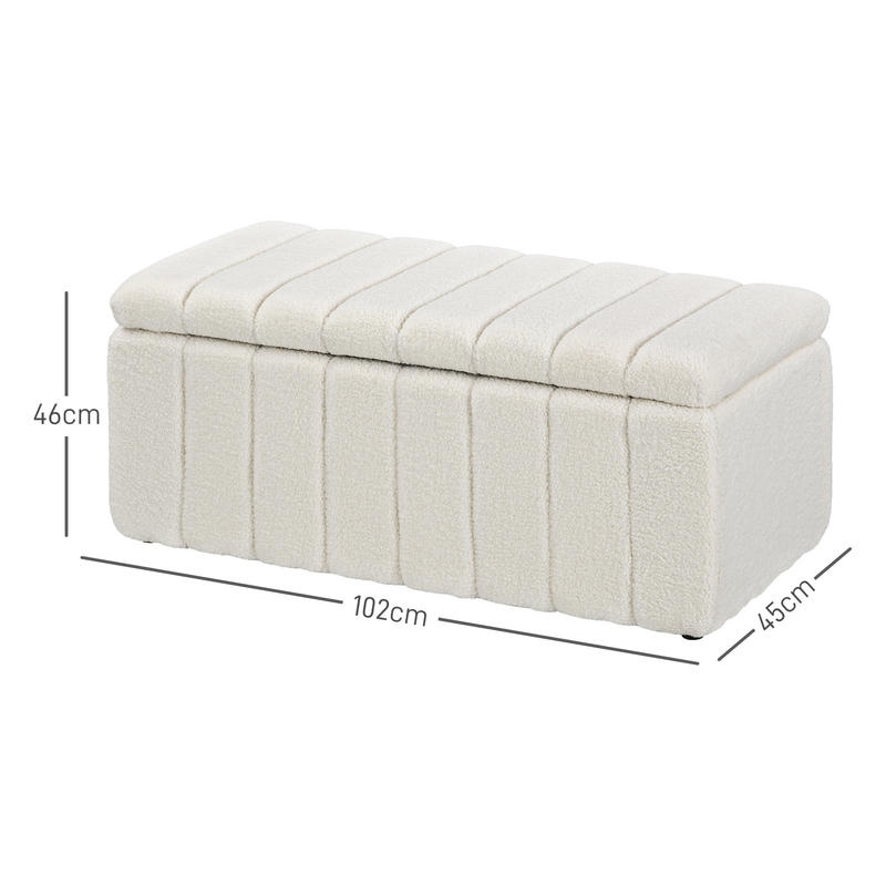 Opbergbank – Zitbank – Opbergbank – Opbergbox – Halbank – Gestoffeerd – 120 kg Draagkracht – 102x45x46 cm Crème