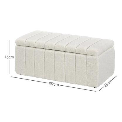 Opbergbank – Zitbank – Opbergbank – Opbergbox – Halbank – Gestoffeerd – 120 kg Draagkracht – 102x45x46 cm Crème