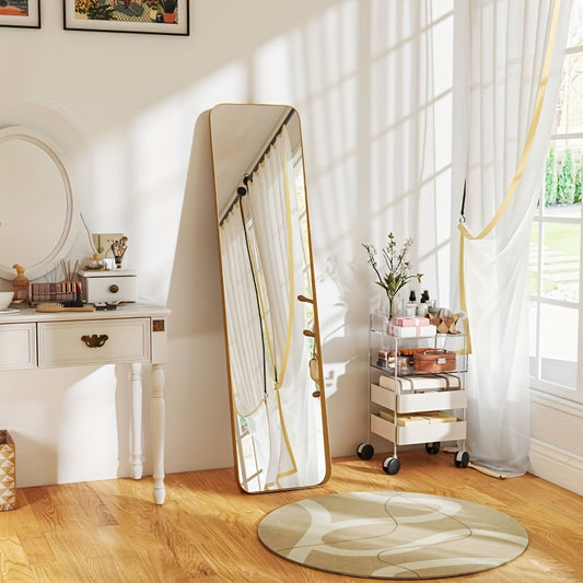 Full-Length Floor Standing Mirror - Tall Elegant Standing Mirror with Sturdy Metal Frame, for Living Room, Bedroom, Dressing Table - Space-Enhancing Floor Mirror for Home Decor, Mirror for Living Room, Classic Design, Premium