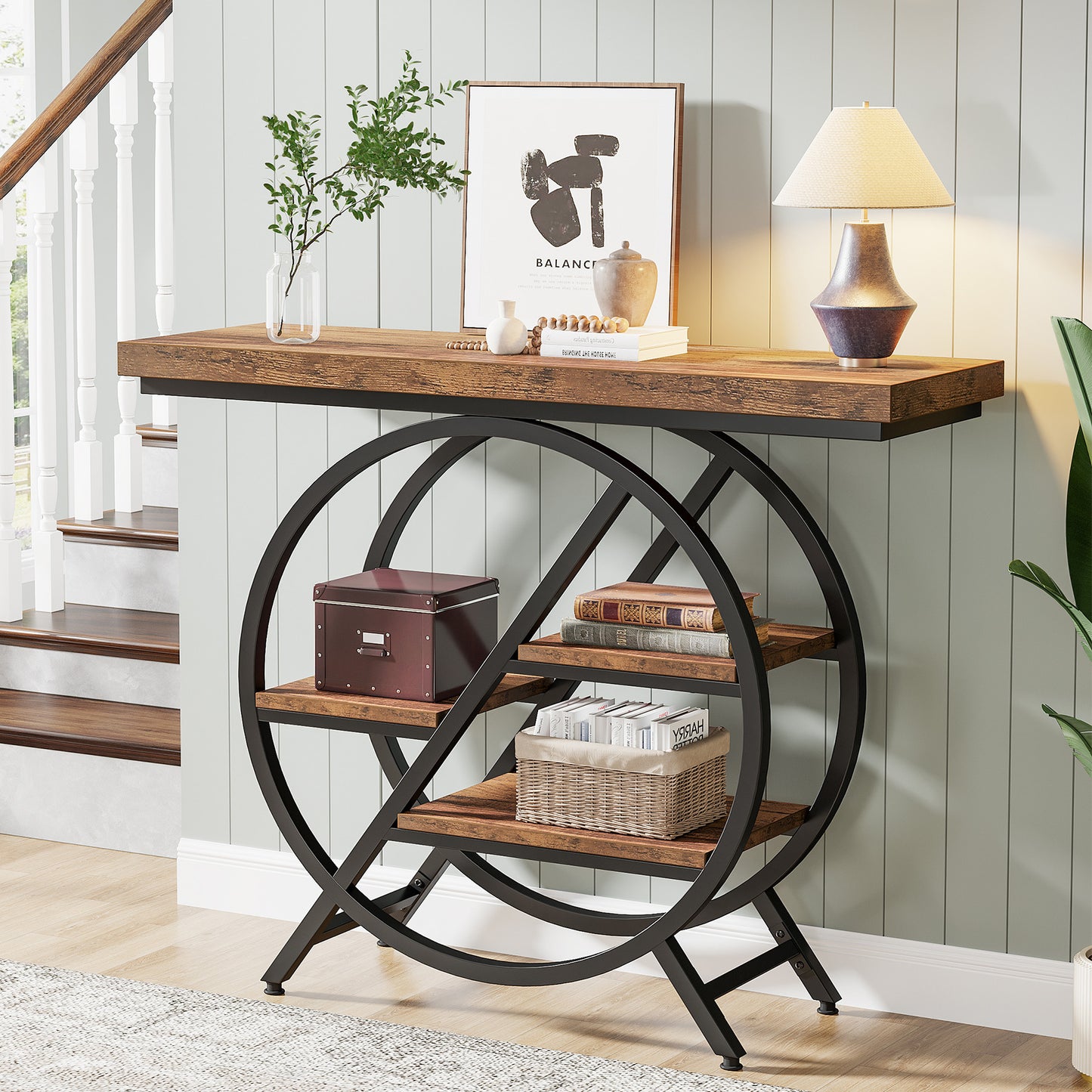 Slank Haltafelt – Smal Sofa Sidetable – Smalle Opbergtafel – Gangtafel – Metaal Houten Frame – 100 cm Breed – 4 cm Dikke Bladen – Robuust & Duurzaam