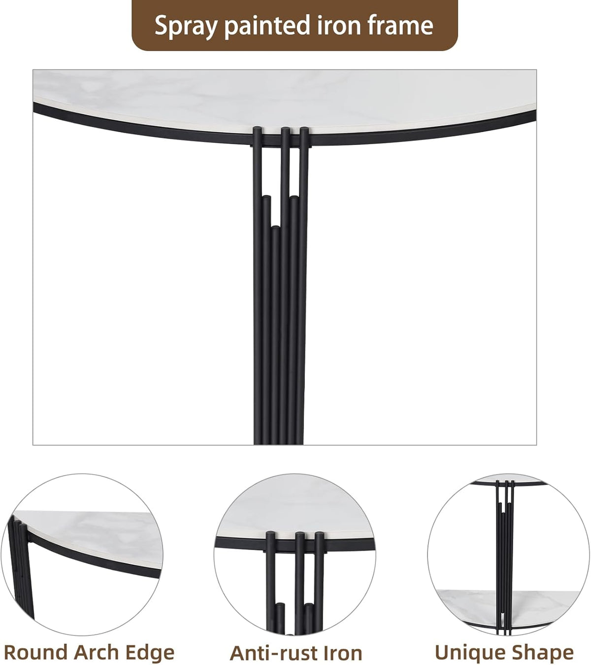 Halve maan consoletafel gang: 2-laags witte marmeren tafels 100x30x78cm Halve cirkel hal tafel gesinterde stenen ingangstafel moderne bank bijzettafel voor veranda, woonkamer, entree