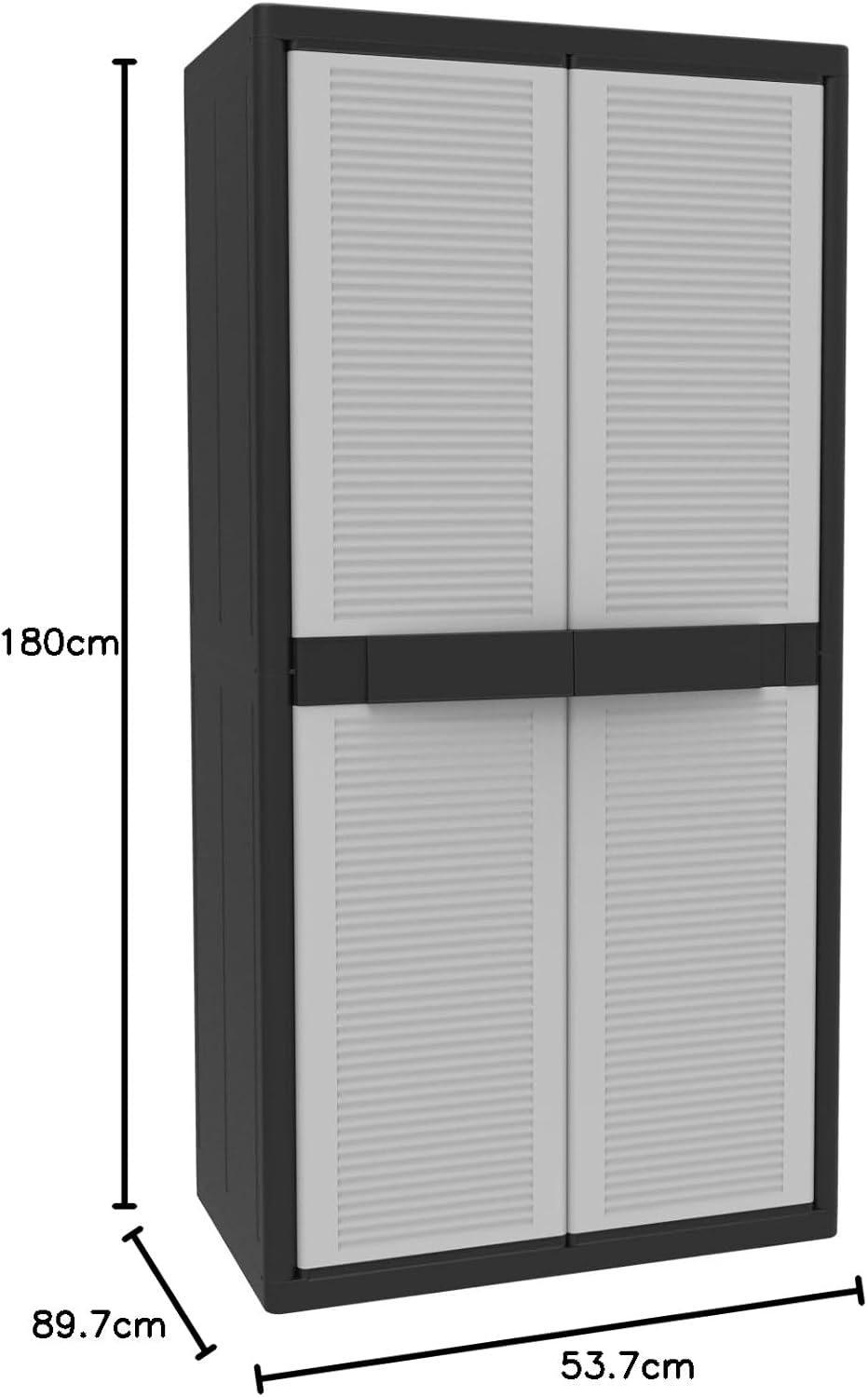 Terry Jumbo Cab 2900 Qblack, Spacious 2-door cabinet, 3 internal adjustable shelves - 89.5 x 53.5 x 180 cm - QUORE
