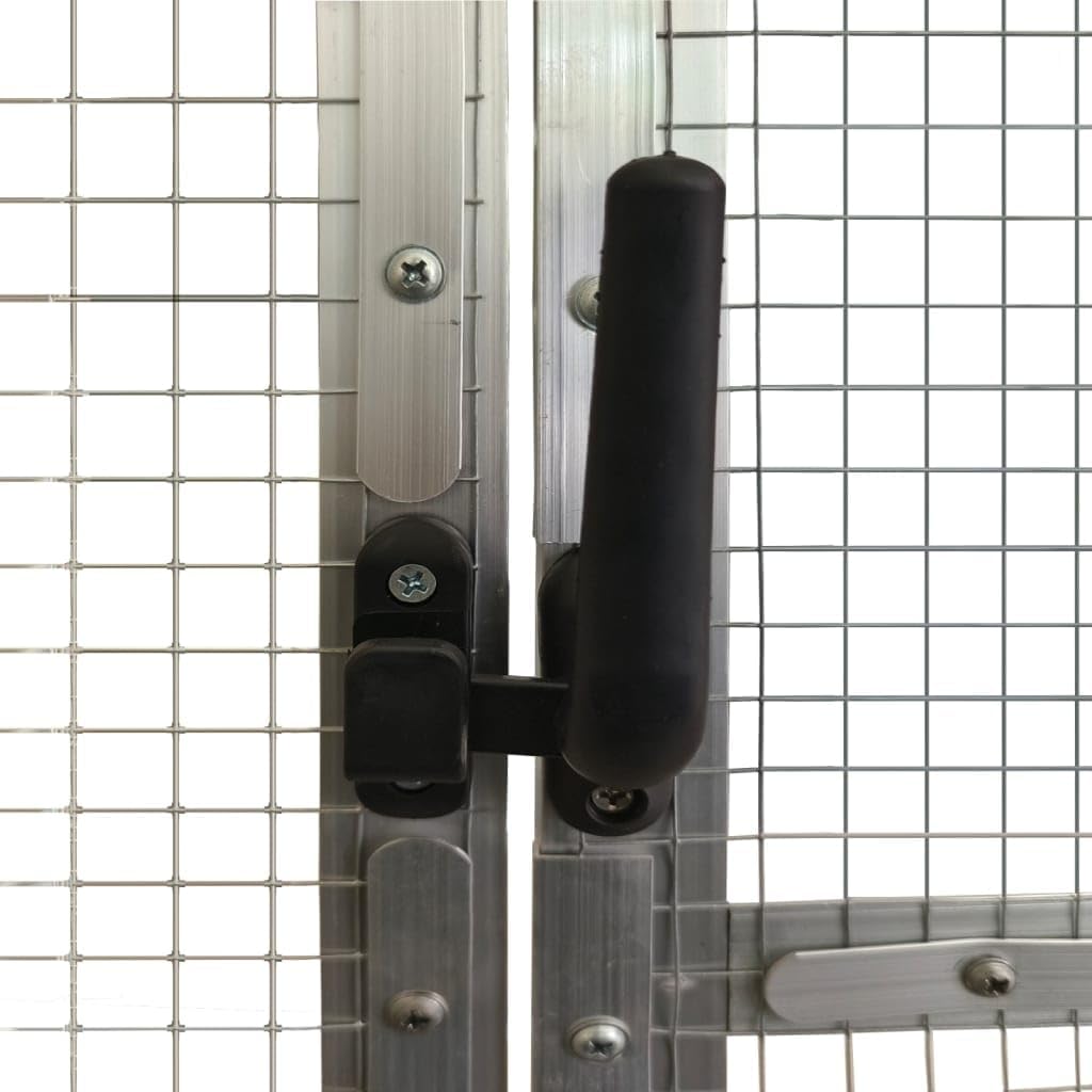 Aviary Bird Aviary, Outdoor Entrance for Bird Cage, Aviary, Chicken Coop with Lockable Door and Window, Silver, 179 x 100 x 185 cm, Aluminium