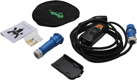Type 2 EV oplader, 7 kW, 6 A/8 A/10 A/13 A/16 A/24 A/32 A, instelbaar, 5 m oplaadkabel, driefasig, draagbare mobiele wandbox met app-besturing voor toegang op afstand en voorkeuze van de