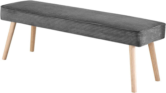 B&D home Sofa EMIL, Corduroy Fabric Dining Bench 120 cm Upholstered Wooden Bench for Dining Room, Hallway, Wardrobe with Solid Wood Legs, Scandinavian Modern Design, Anthracite, 11308-120-ANTR - QUORE