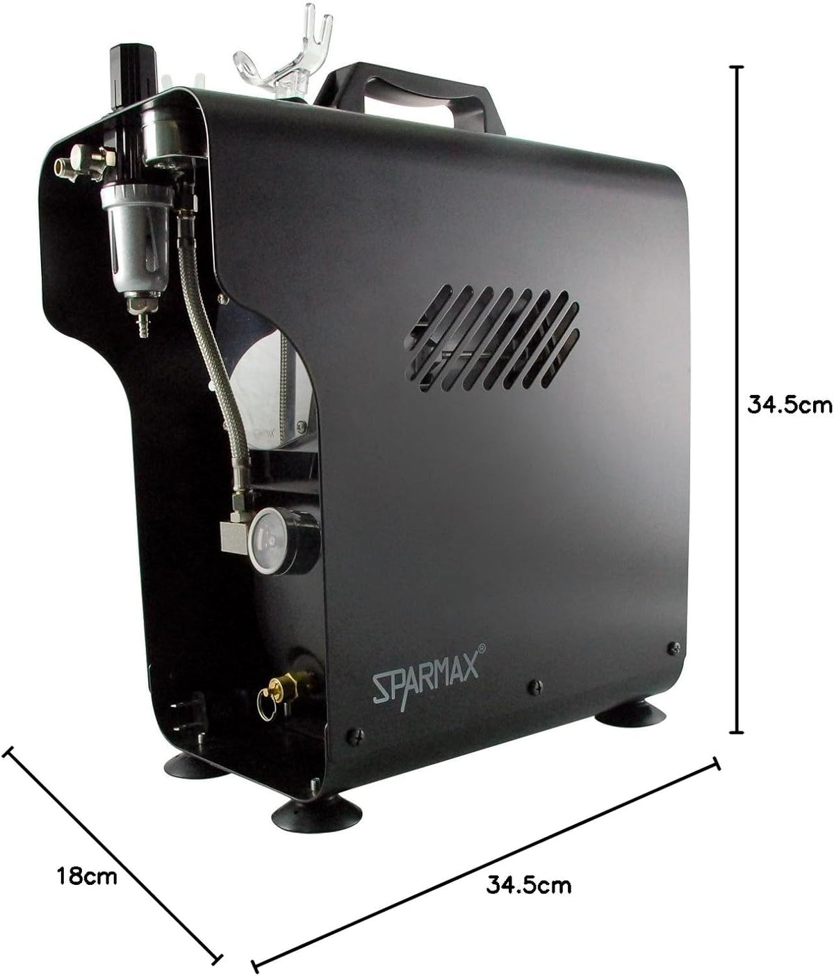 Zuigercompressor – Airbrushcompressor – Compressor zonder olie – Luchtcompressor – Mini compressor – Olievrij en onderhoudsvriendelijk – Dubbele aansluitingen met lange slangen