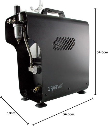 Zuigercompressor – Airbrushcompressor – Compressor zonder olie – Luchtcompressor – Mini compressor – Olievrij en onderhoudsvriendelijk – Dubbele aansluitingen met lange slangen