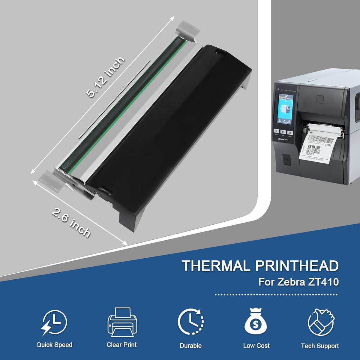 Nieuwe P1058930-010 Thermische Printkop voor Zebra ZT411 ZT410 ZT400 Label Barcode 300DPI Printer Hoofd Vervanging