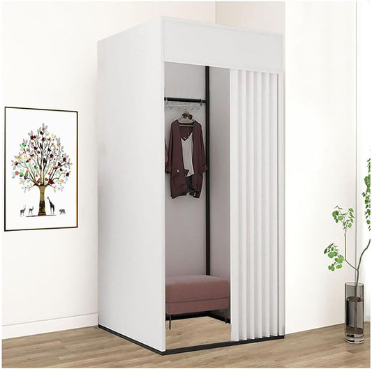 Paskamer – Mobiele Kleedkamer – Pashokje – Privacy Scherm – Vrijstaand Pashok – Linnen Gordijn – Stevig Metalen Frame – 100x100x200 cm