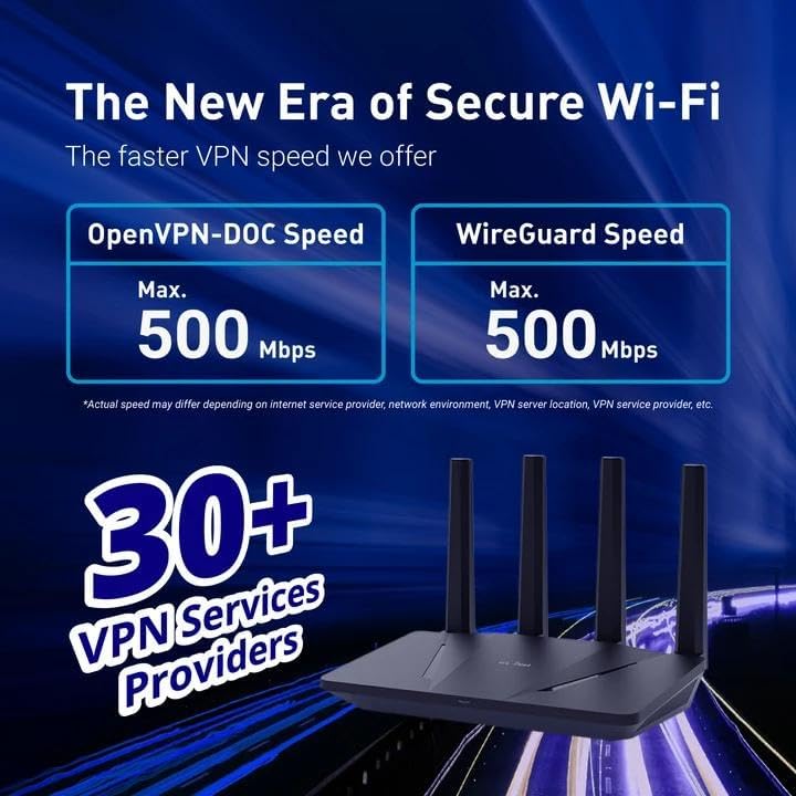 GL.iNet GL-MT6000(Flint 2) WiFi 6-router | Gaming WiFi-router | 2 x 2,5G Multi-Gig-poort+4 x 1G Ethernet-poorten | Connectiviteit voor massa-apparaten | Snelle OpenVpn & WireGuard | 802.11ax