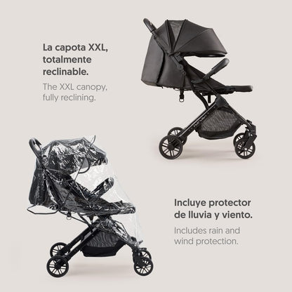 Kinderwagen Interbaby | kinderwagen vanaf de geboorte tot 48 maanden of 22 kg | snelklapknop, schokdemper, verwisselbare XXL-afdekking, kinderwagen, Minimum Plus, Space, zwart