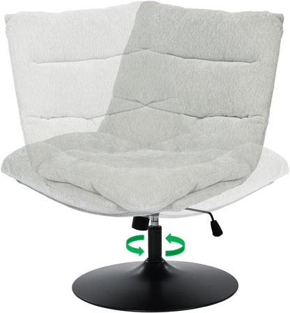 Meuble Cosy Eetkamerstoel, draaibaar, in hoogte verstelbaar, rugleuning kantelbaar, zonder armleuningen, van chenille-stof, belastbaar tot 120 kg, grijs