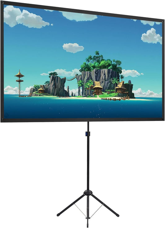 Beamerscherm met statief, draagbaar projectorscherm 100 inch, 16:9, 4K HD-projectiescherm, licht en compact, ideaal voor thuisbioscoop, voor films binnen en buiten.
