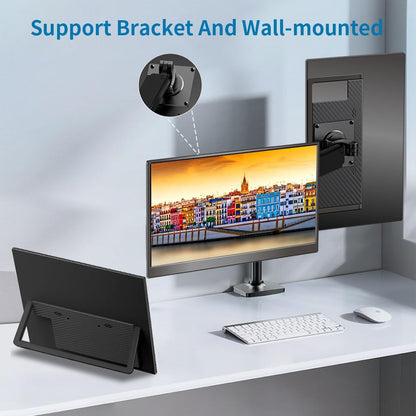 Draagbare monitor Touchscreen 14 inch, USB-C & FHD extern display 100% sRGB anti-schittering oogverzorging, privacybescherming, laag vermogen, VESA monteerbare reismonitor voor laptop/Mac/Gaming