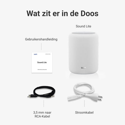 WiiM Sound Lite Smart Speaker, Hi-Res 24-bit/192 kHz, AI RoomFit™ Kamercorrectie, 100W Piekvermogen, Wi-Fi 6E/Bluetooth 5.3, Multiroom & Stereo Pairing, Wit