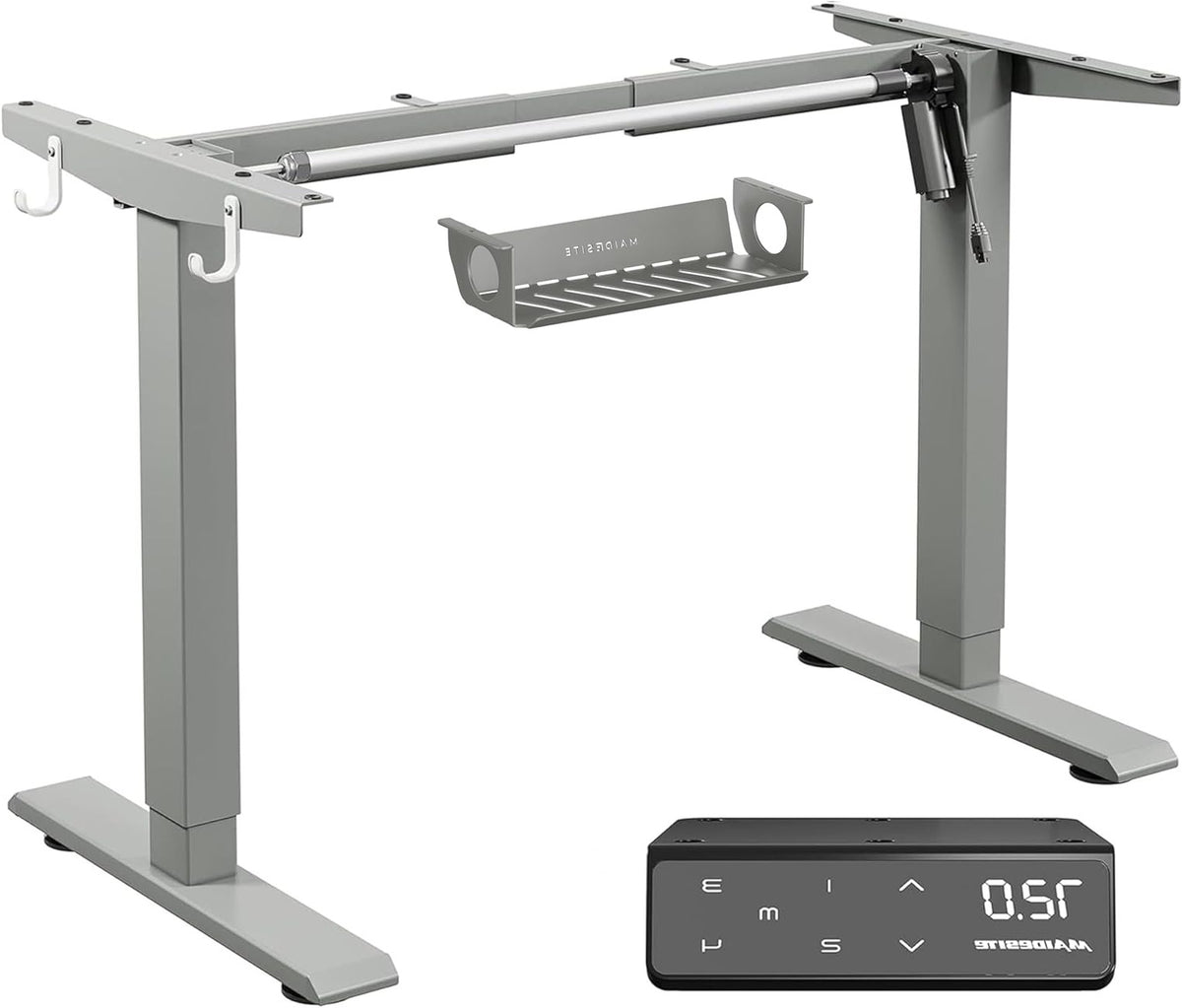MAIDeSITe Electric Desk Height Adjustable Desk Frame Height Adjustable Desk Frame with 4 Memory Control and Anti-Collision Function(Grey) - QUORE