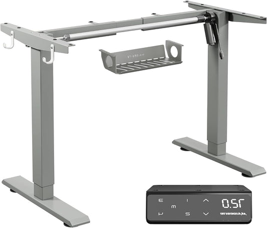 MAIDeSITe Electric Desk Height Adjustable Desk Frame Height Adjustable Desk Frame with 4 Memory Control and Anti-Collision Function(Grey) - QUORE