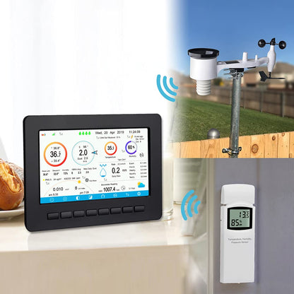 Ecowitt HP2551 Draadloos wifi-weerstation, digitale weersvoorspelling met TFT-scherm, regenmeter, anemometer, zonnestraling, zonne-energie, ecosysteempoort