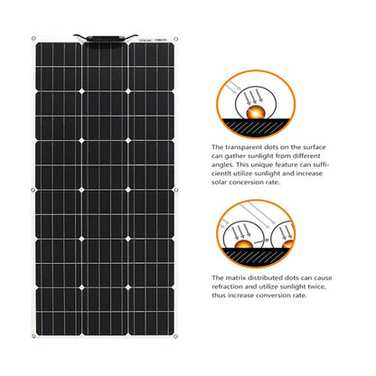 200W 12V Kit Flexibel Zonnepaneel 2 stuks 100W 12V Monokristallijn Zonnepaneel systeem met 20A Solar Laadregelaar voor RV, Boot, Auto, Caravan, Camping, batterij 12V/24V