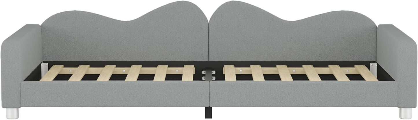 Kinderbedkussen Bed - Slaapbank Frame - Teddy Doek Multifunctionele - Rugleuning Armleuning Zacht Bed - Eugdbed Gastenbed - 90*200 cm - 03 Grijs
