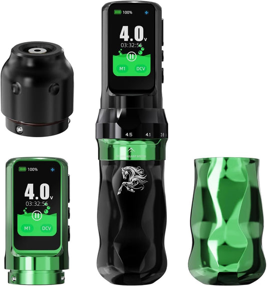Dragonhawk Tattoo Gun Pen Machine Fold Pro Year of the Horse Edition Cordless Tattoo Machine Power Motor by Mcore-C4 2.5-4.5mm 7 Strokes Adjustable for Lining Shading Tattooing Work