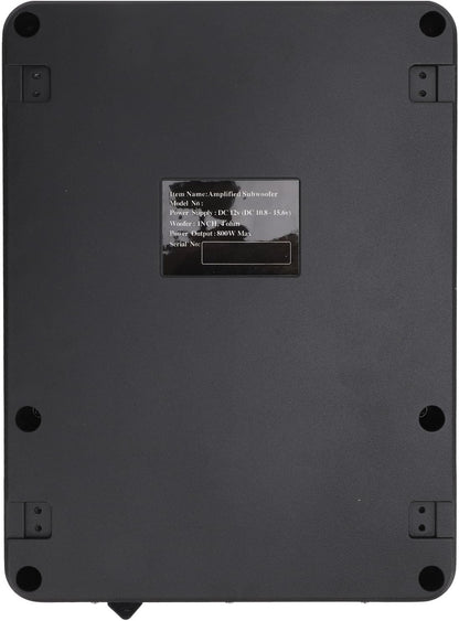 Ultradunne actieve subwoofer voor auto/truck, 10 inch, 800 W, met versterker, sterke bas, frequentie 20 Hz-150 Hz, inclusief bascontroller, met beschermingsfuncties, led-sfeerlicht (regenboog