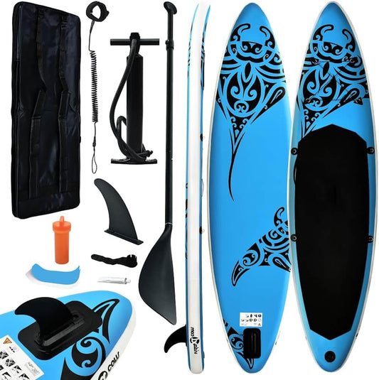 Opblaasbaar Stand Up Paddleboard – SUP Board – Peddelboard – Kajak – Surfboard – Blauw 305x76x15 cm – PVC Materiaal – Inclusief Handpomp & Aluminium Peddel